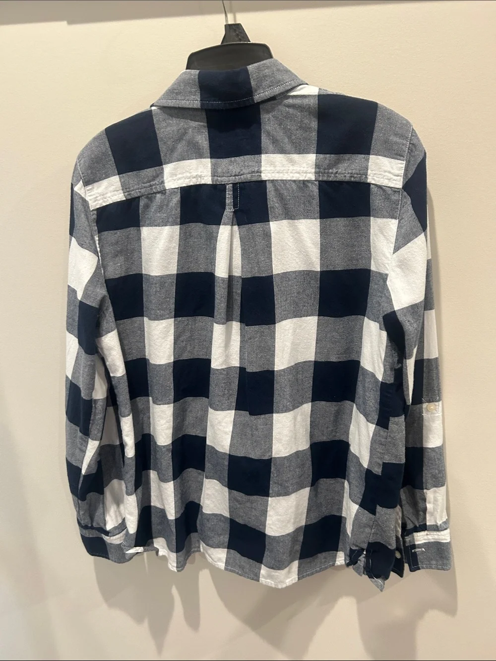 Tommy Hilfiger Navy and White Plaid Button-Down Shirt